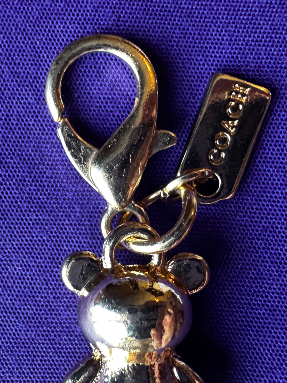 Coach 3D Gold Mini Teddy Bear Bag Charm Keychain EUC - Picture 6 of 12
